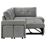 Roanne Grey Fabric Upholstered Sleeper Sectional Sofa