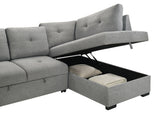 Roanne Grey Fabric Upholstered Sleeper Sectional Sofa