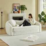 Curved Convertible Sofa, 2 In 1 Frameless Folding Sofa Bed With Pull Out Base And Deep Seat