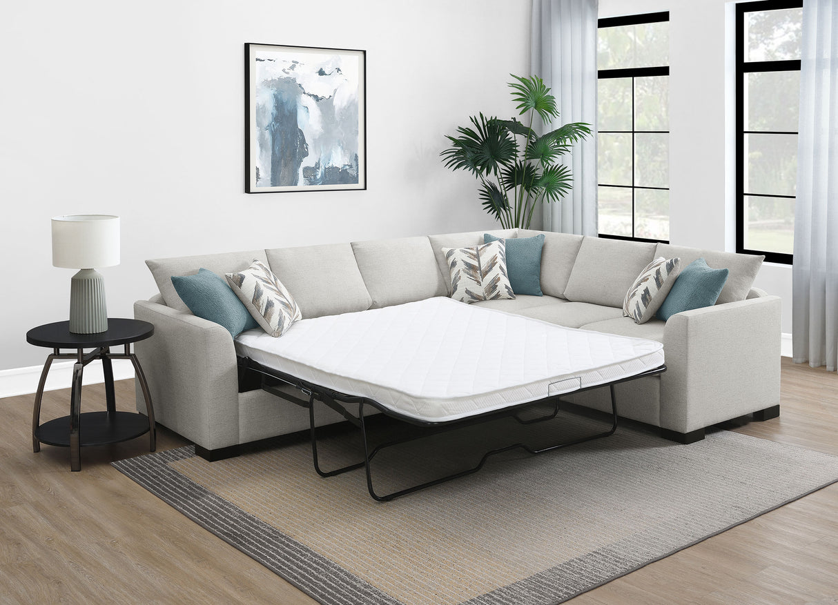 Ashford Chenille Upholstered Sleeper Sectional Sofa, Greige