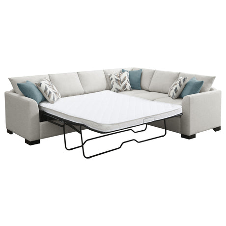 Ashford Chenille Upholstered Sleeper Sectional Sofa, Greige