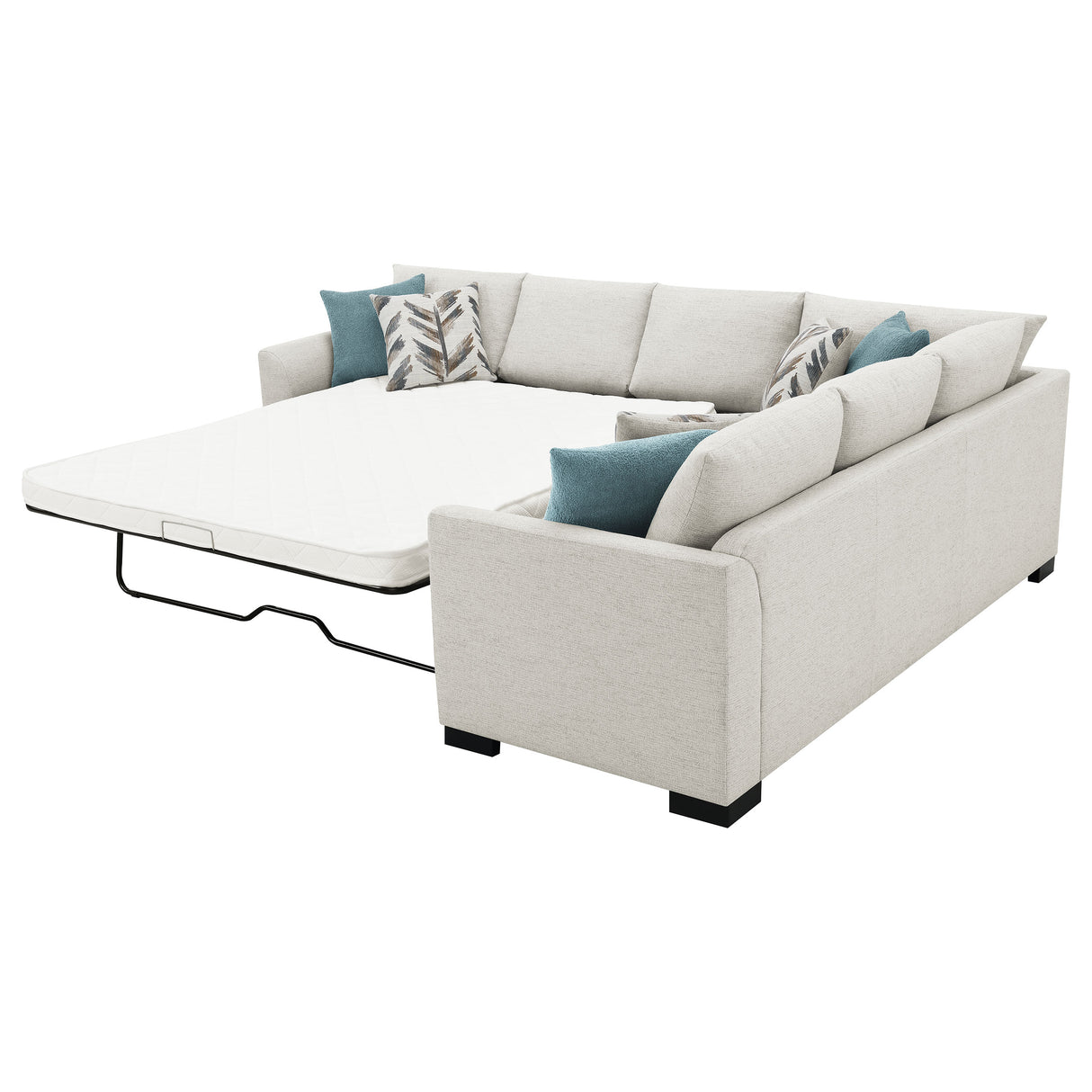 Ashford Chenille Upholstered Sleeper Sectional Sofa, Greige