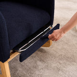 Ly-5104 - Accent Rocking Chair With Footrest & Storage Pocket For Living Room - Blue
