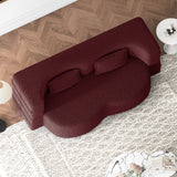 Modern Floor Sofa, With 2 Pillows, Convertible Teddy Fabric Foam Filled Bed