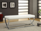 Walton Leatherette Upholstered Tufted Accent Bench, White