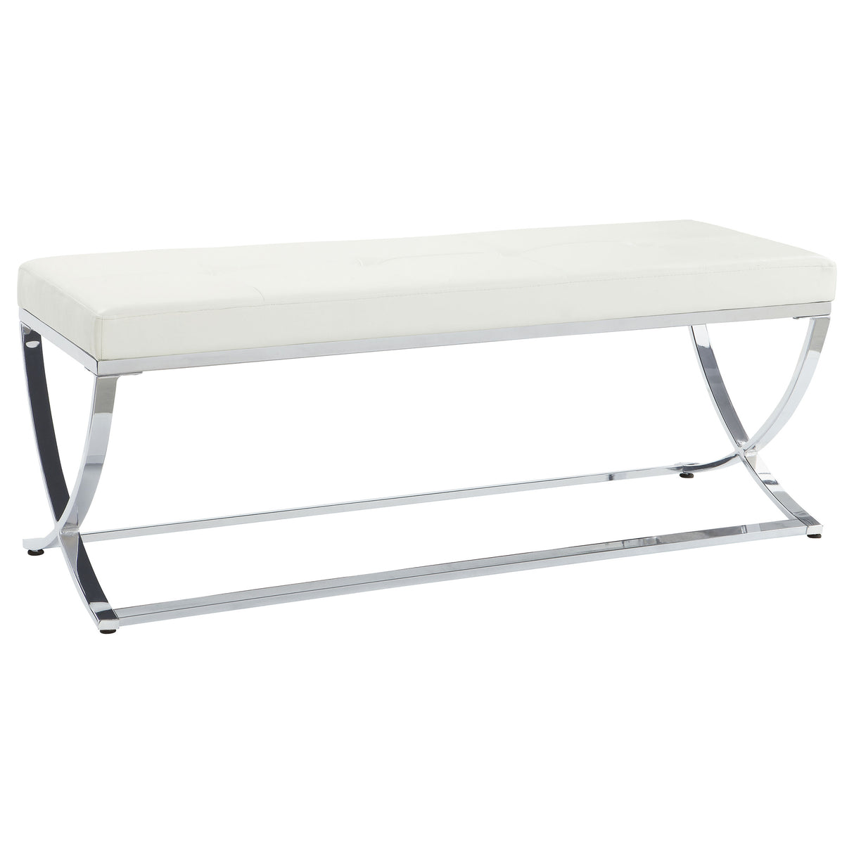 Walton Leatherette Upholstered Tufted Accent Bench, White
