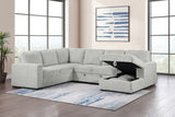 Devonshire Sleeper Sectional Sofa with Storage Chaise, Grey