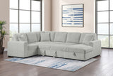 Devonshire Sleeper Sectional Sofa with Storage Chaise, Grey