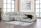 Devonshire Sleeper Sectional Sofa with Storage Chaise, Grey