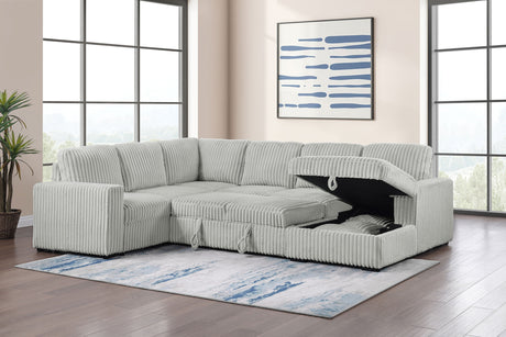 Devonshire Sleeper Sectional Sofa with Storage Chaise, Grey