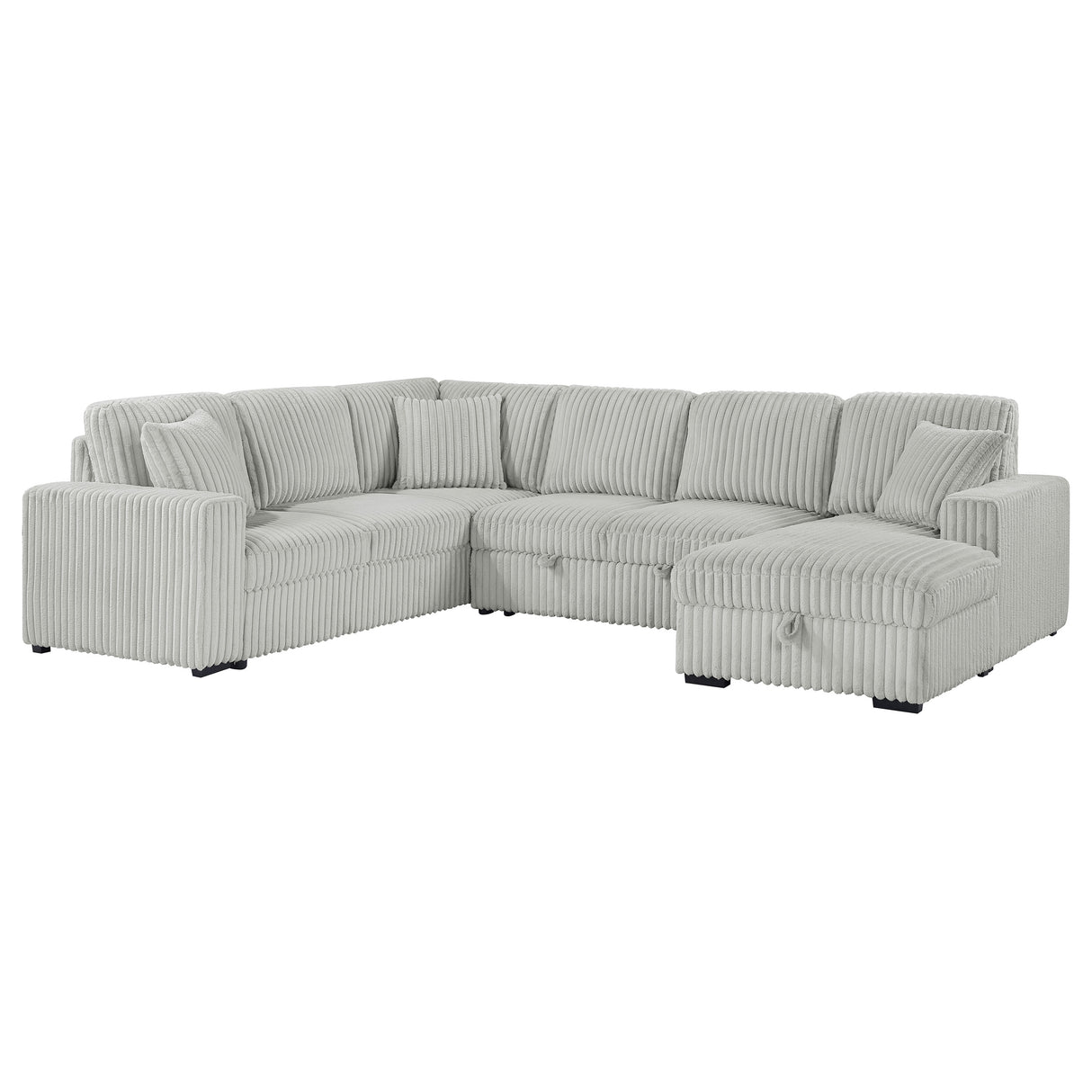 Devonshire Sleeper Sectional Sofa with Storage Chaise, Grey
