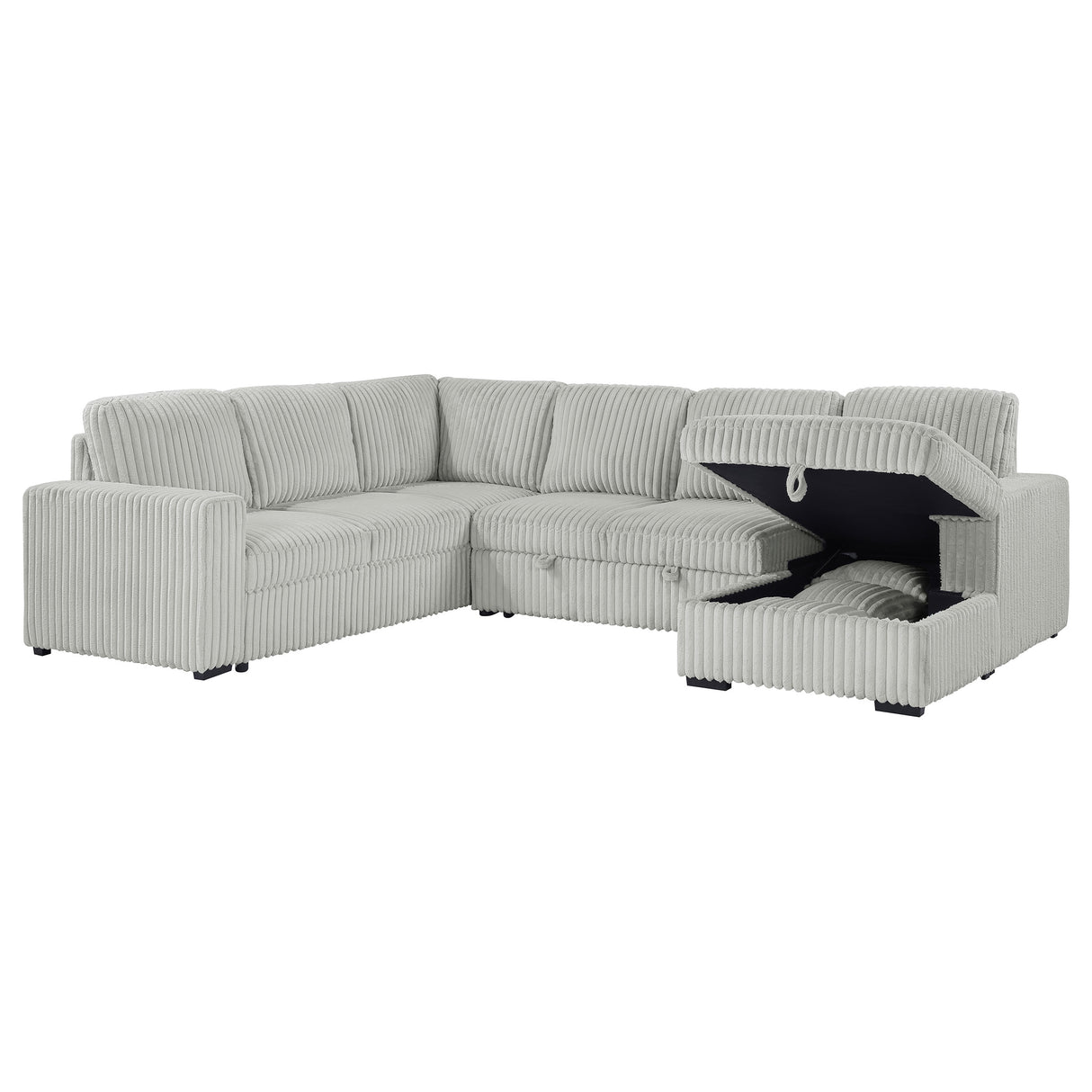 Devonshire Sleeper Sectional Sofa with Storage Chaise, Grey