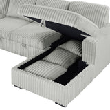Devonshire Sleeper Sectional Sofa with Storage Chaise, Grey
