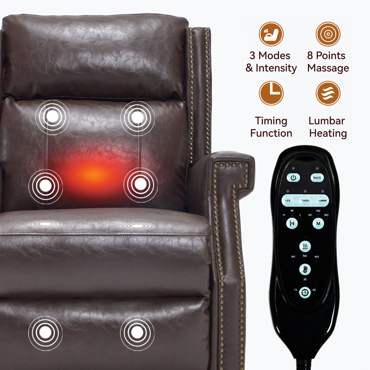 Manual Recliner Chair  With Heavy Duty Motion Mechanism, 8 Vibrating Nodes And 3 Massage Modes For Living Room