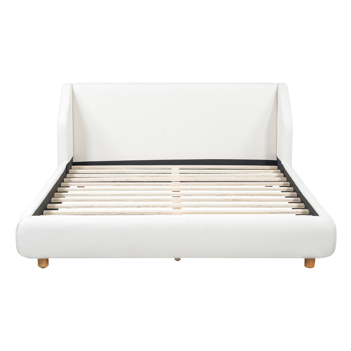 Modern Upholstered Bed Frame With Wingback Headboard