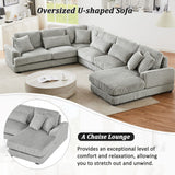 U - Shaped Sectional Sofa With Chaise Lounge, Oversized Living Room Sofa - Gray