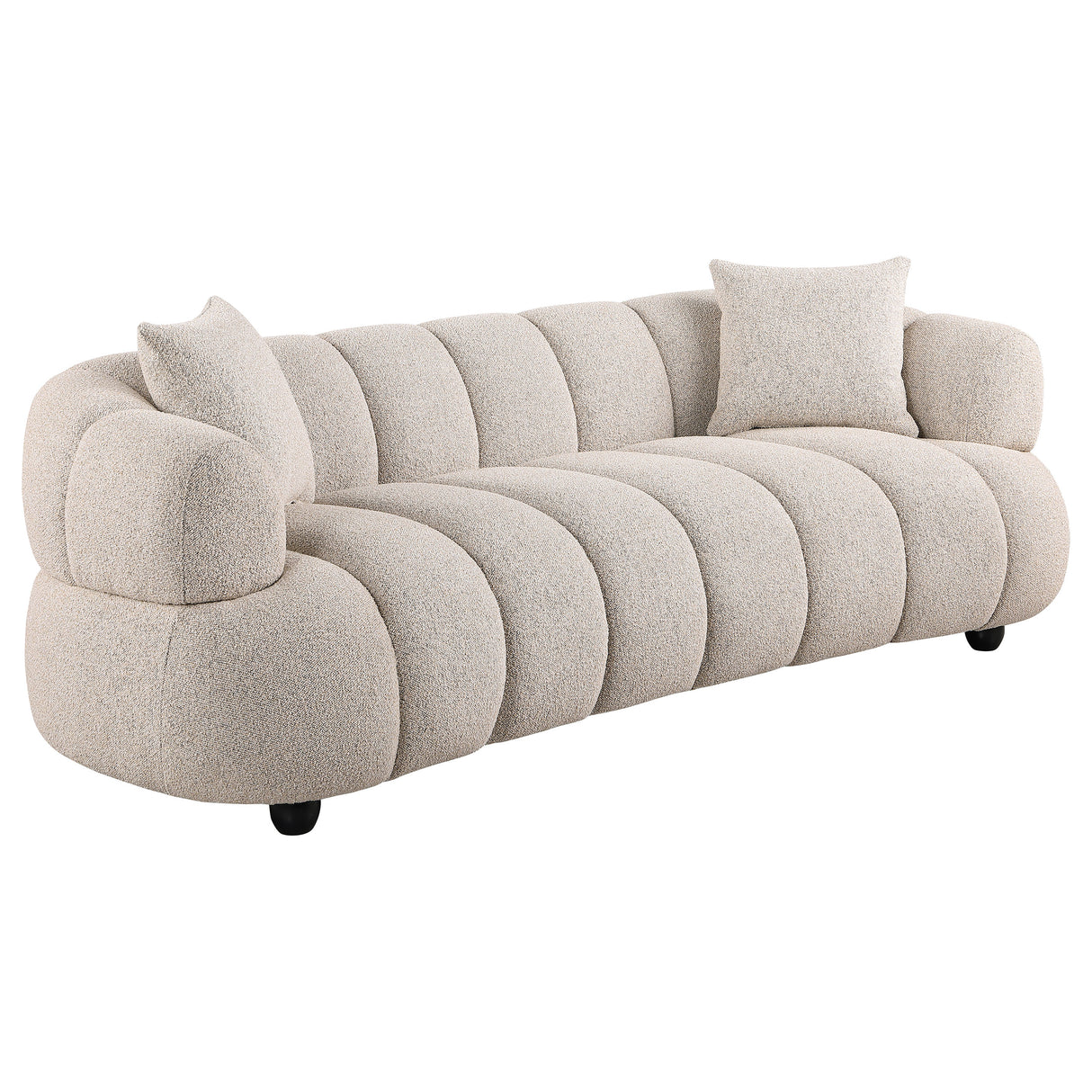 Whitney 2-Piece Channel Tufted Boucle Sofa Set, Pebble