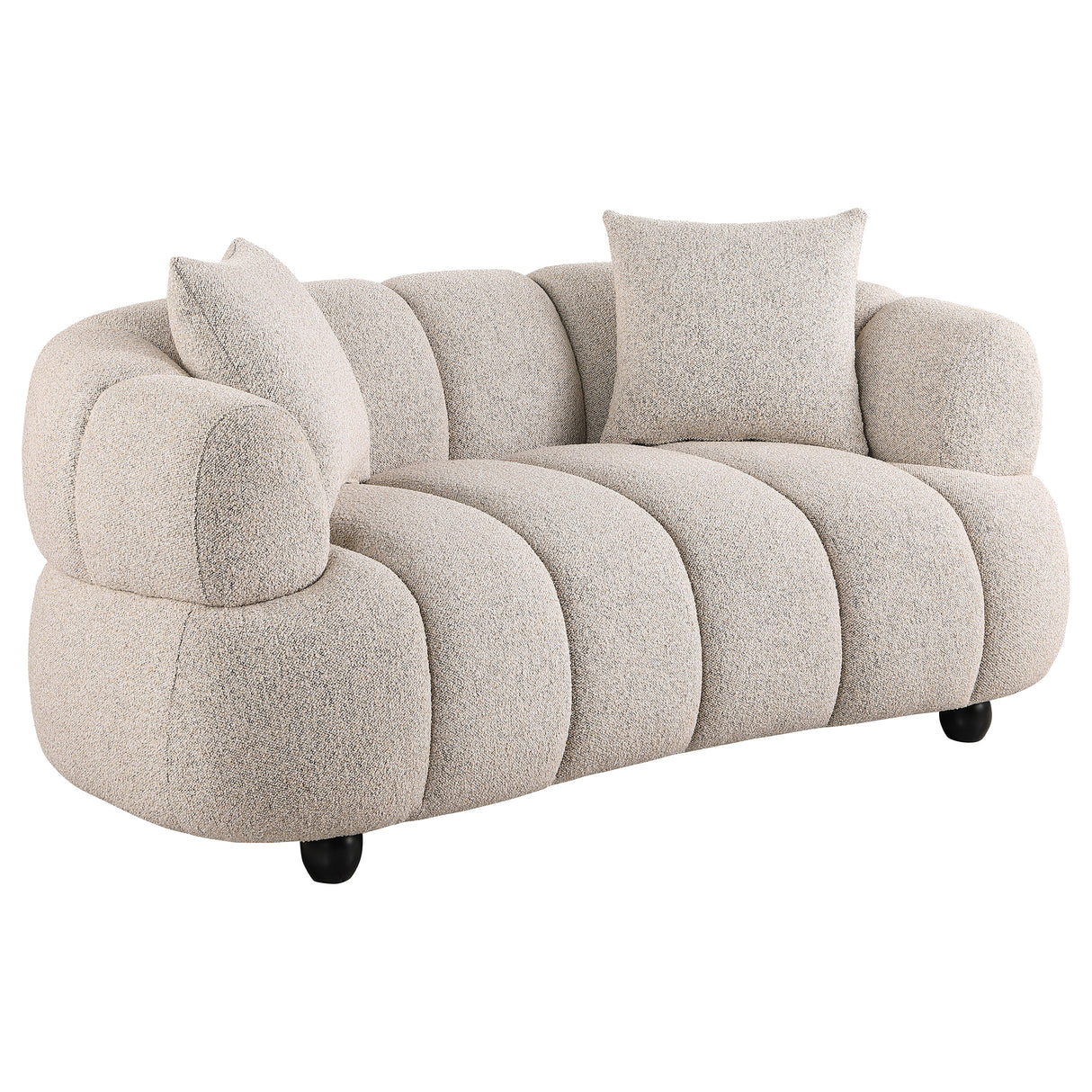 Whitney 2-Piece Channel Tufted Boucle Sofa Set, Pebble