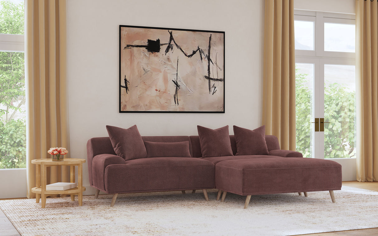 Elizabeth Corduroy Extra Long Sofa - Wine Red