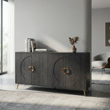 Modern Sideboard Buffet Server Cabinet Lacquered Wood Storage 60x31in