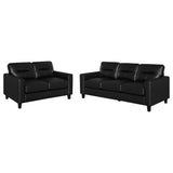 Scotland 2-Piece Faux Leather Sofa Set, Black