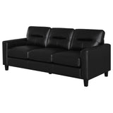 Scotland Faux Leather Track Arm Sofa - Black