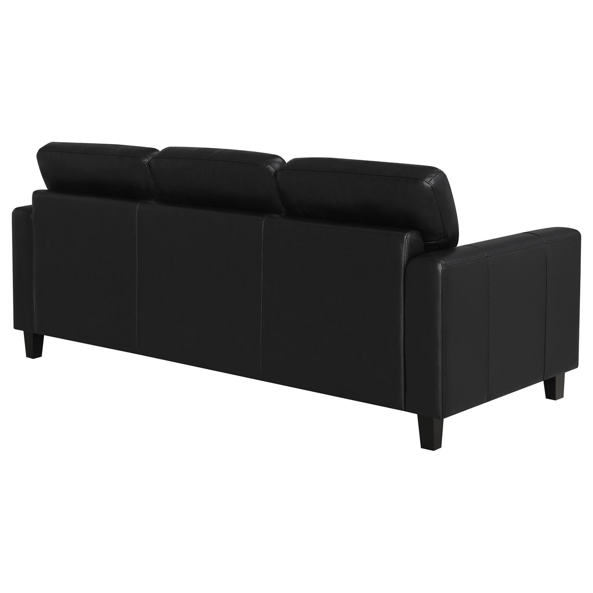 Scotland Faux Leather Track Arm Sofa - Black