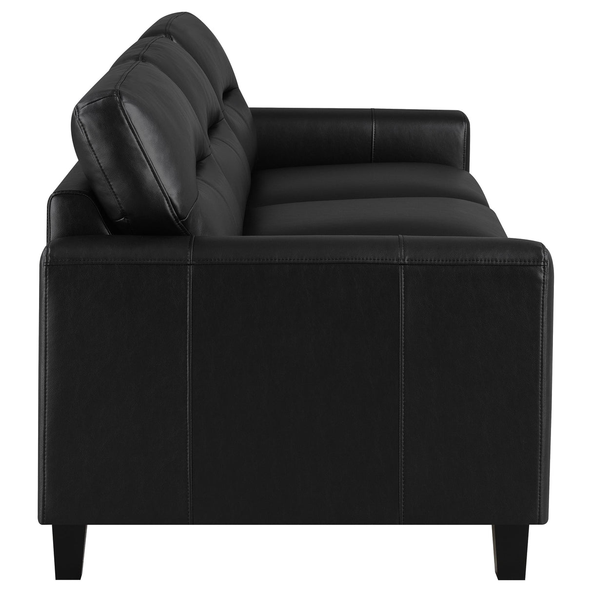 Scotland Faux Leather Track Arm Sofa - Black