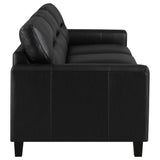 Scotland Faux Leather Track Arm Sofa - Black