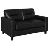 Scotland Faux Leather Track Arm Loveseat in Black