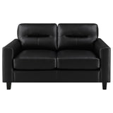 Scotland Faux Leather Track Arm Loveseat in Black