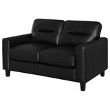 Scotland Faux Leather Track Arm Loveseat in Black