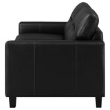 Scotland Faux Leather Track Arm Loveseat in Black