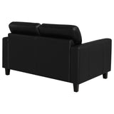 Scotland Faux Leather Track Arm Loveseat in Black