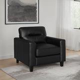 Scotland Faux Leather Track Arm Chair - Black