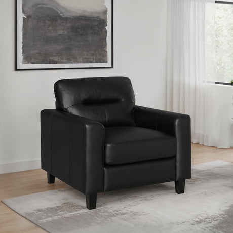 Scotland Faux Leather Track Arm Chair - Black