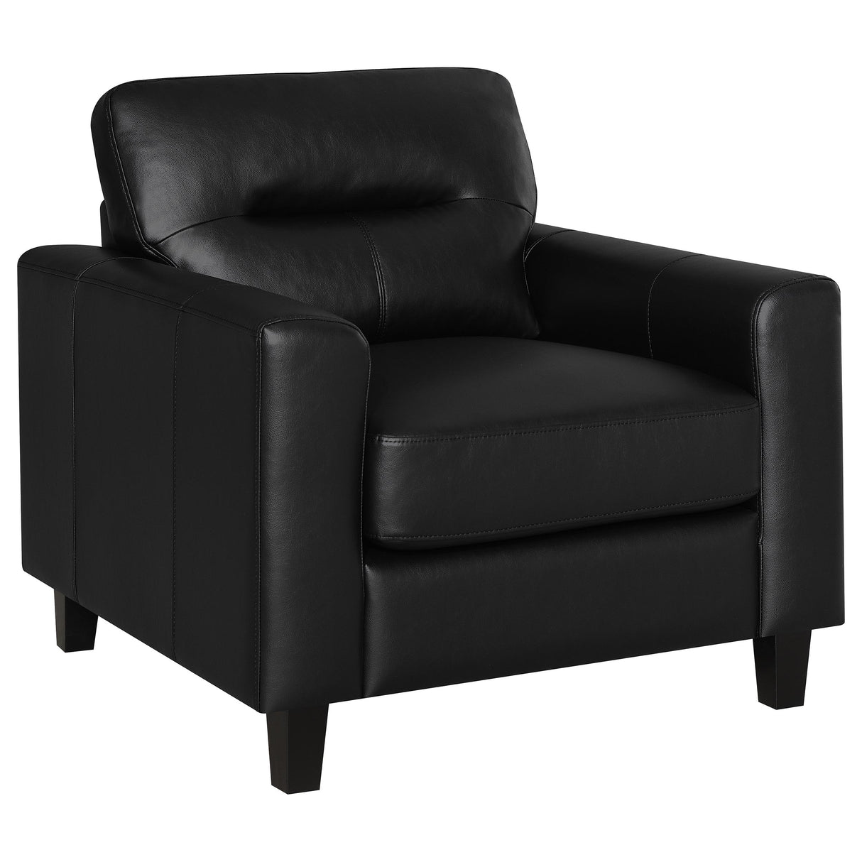 Scotland Faux Leather Track Arm Chair - Black