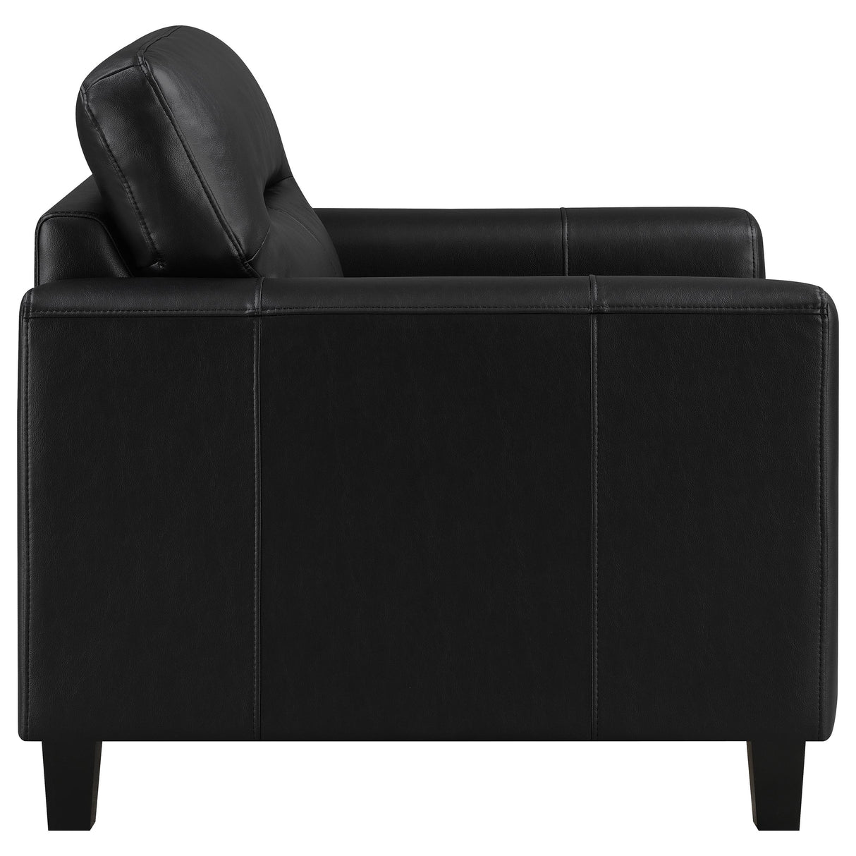 Scotland Faux Leather Track Arm Chair - Black