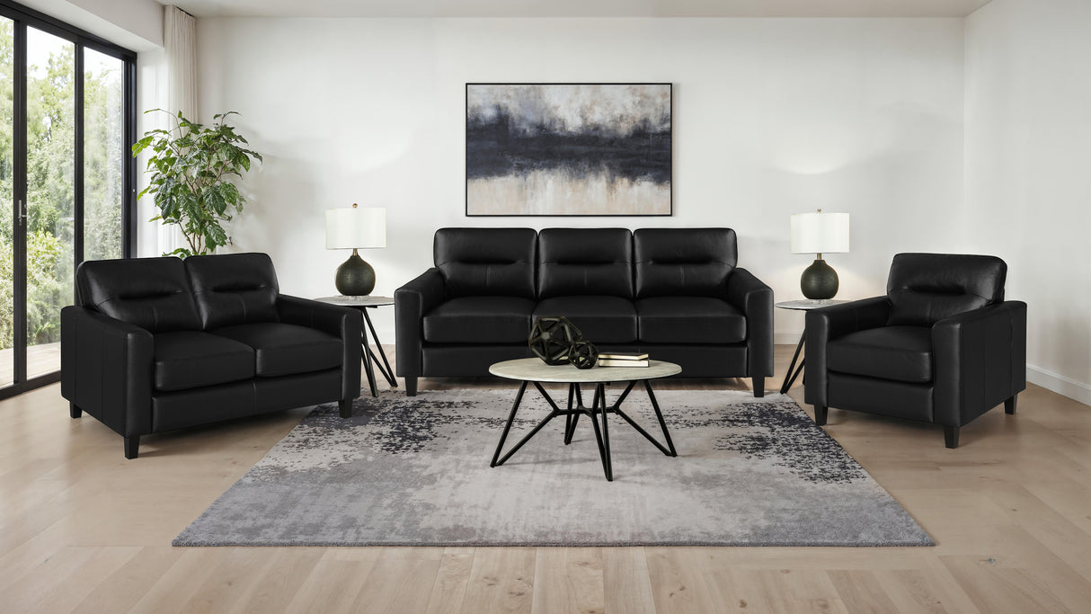 Scotland Faux Leather Track Arm Chair - Black