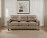 Scotland Faux Leather Track Arm Sofa in Brown