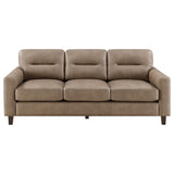 Scotland Faux Leather Track Arm Sofa in Brown
