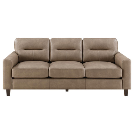 Scotland Faux Leather Track Arm Sofa in Brown