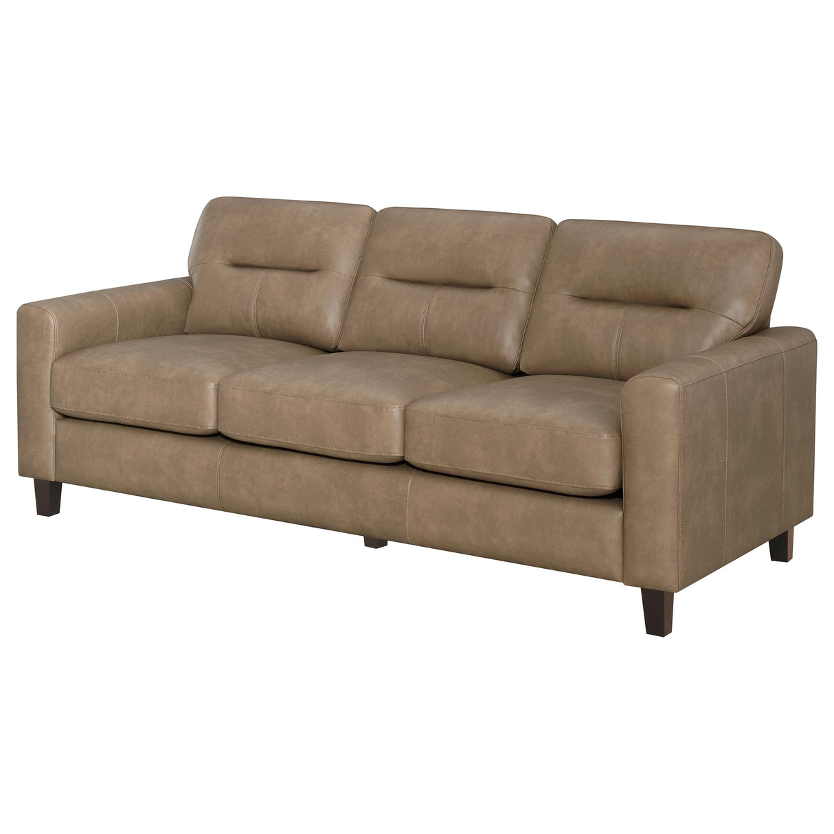 Scotland Faux Leather Track Arm Sofa in Brown