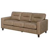 Scotland Faux Leather Track Arm Sofa in Brown
