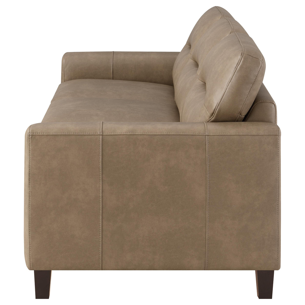Scotland Faux Leather Track Arm Sofa in Brown