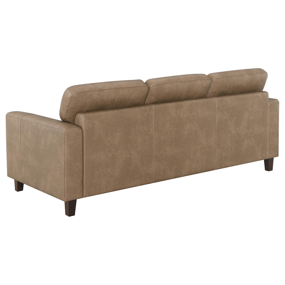 Scotland Faux Leather Track Arm Sofa in Brown