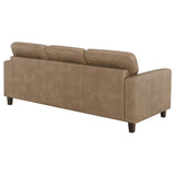 Scotland Faux Leather Track Arm Sofa in Brown