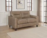 Scotland Faux Leather Track Arm Loveseat, Brown