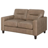 Scotland Faux Leather Track Arm Loveseat, Brown