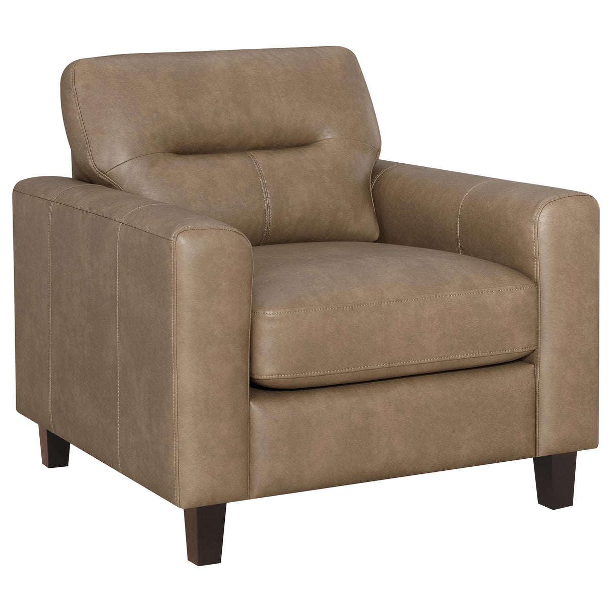 Scotland Faux Leather Track Arm Chair Brown